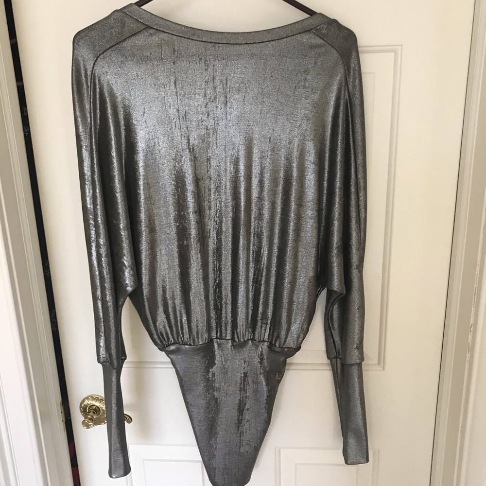 Victoria Beckham Silver Long Sleeve Mini Dress